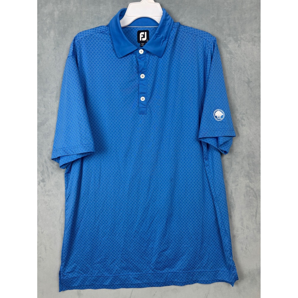 FootJoy Mens Blue Diamond Print Performance Golf Polo Shirt Large 29582